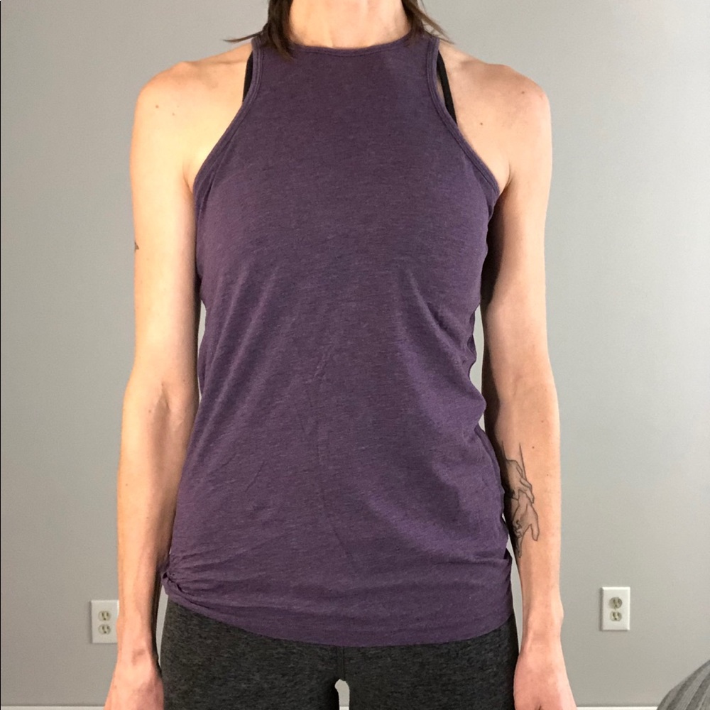 Lululemon open back twist tank, purple, 4
